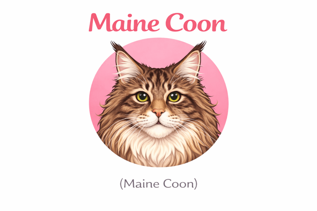 “Retrato ilustrado de Maine Coon em atendimento especializado do Cuidador de Gatos SP”