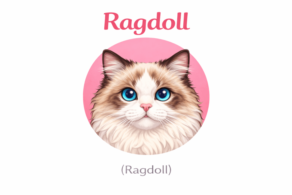 Ilustração do rosto de um gato Ragdoll recebendo cuidados domiciliares do Cuidador de Gatos SP em Higienópolis